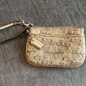 Gold Metallic Coach Wristlet